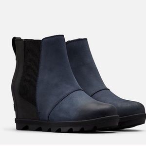 Navy Chelsea Wedge Ankle Boots